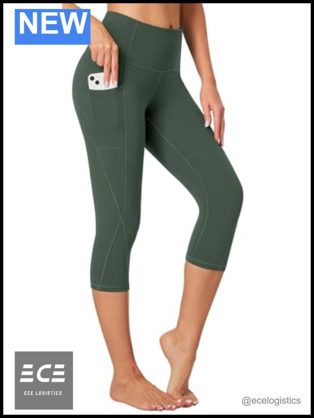 High Waisted Capri Leggings with Pockets Tummy Control Yoga Pants